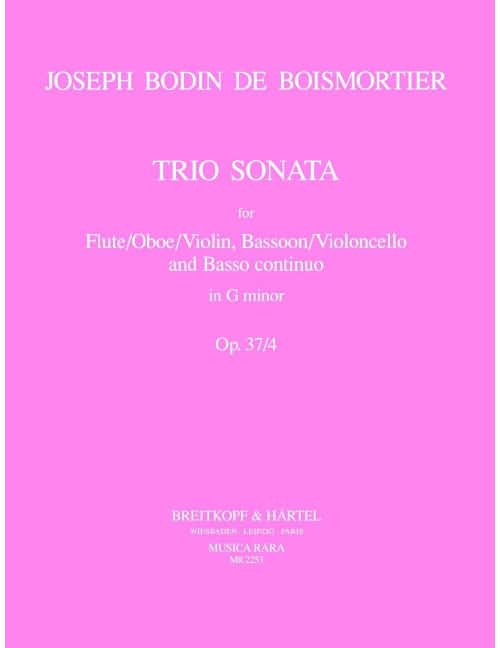 EDITION BREITKOPF BOISMORTIER JOSEPH BODIN DE - TRIOSONATE IN G OP. 37/4 - FLUTE, BASSOON, BASSO CONTINUO