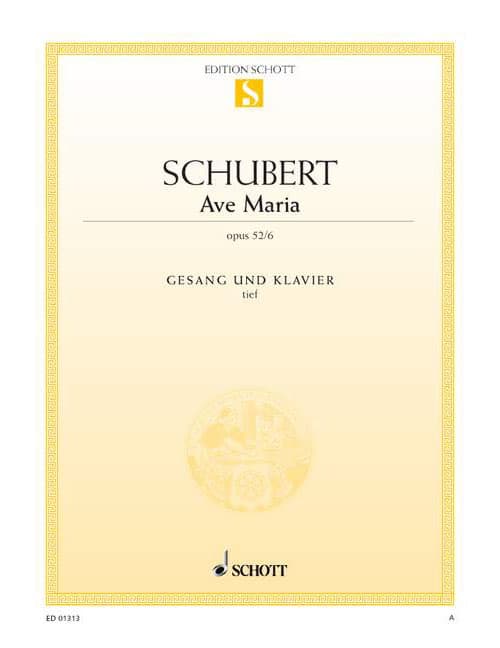 SCHOTT SCHUBERT FRANZ - AVE MARIA OP. 52/6 D 839 - LOW VOICE AND PIANO