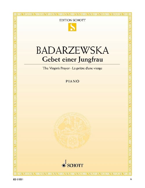 SCHOTT BADARZEWSKA TEKLA - THE VIRGIN'S PRAYER EB-MAJOR - PIANO