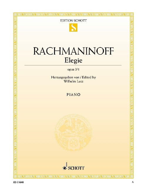 SCHOTT RACHMANINOFF S. - ELEGIE OP. 3/1 - PIANO