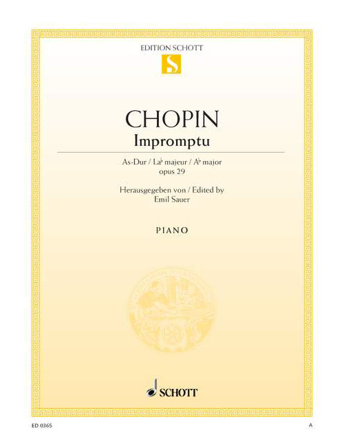 SCHOTT CHOPIN FREDERIC - IMPROMPTU A FLAT MAJOR OP. 29 - PIANO