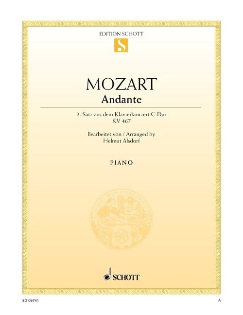 SCHOTT MOZART W.A. - ANDANTE KV 467 - PIANO