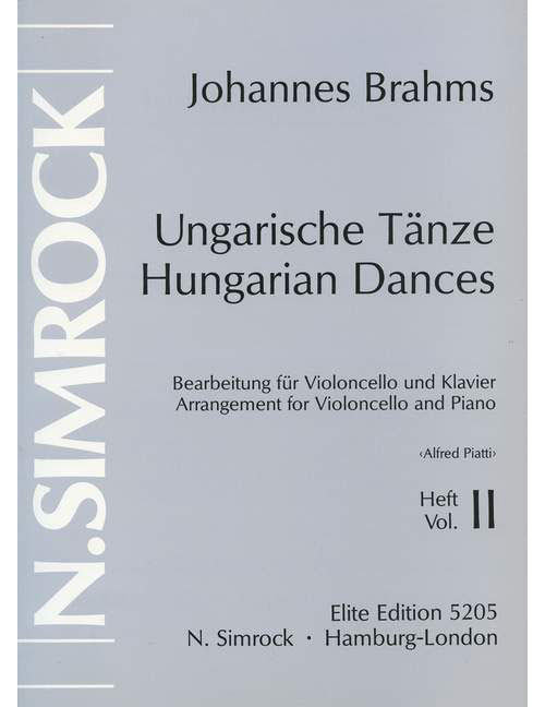 SIMROCK BRAHMS JOHANNES - HUNGARIAN DANCES VOL.2 - CELLO AND PIANO