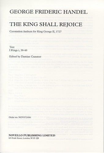 NOVELLO G.F. HANDEL THE KING SHALL REJOICE CHOR - CHORAL