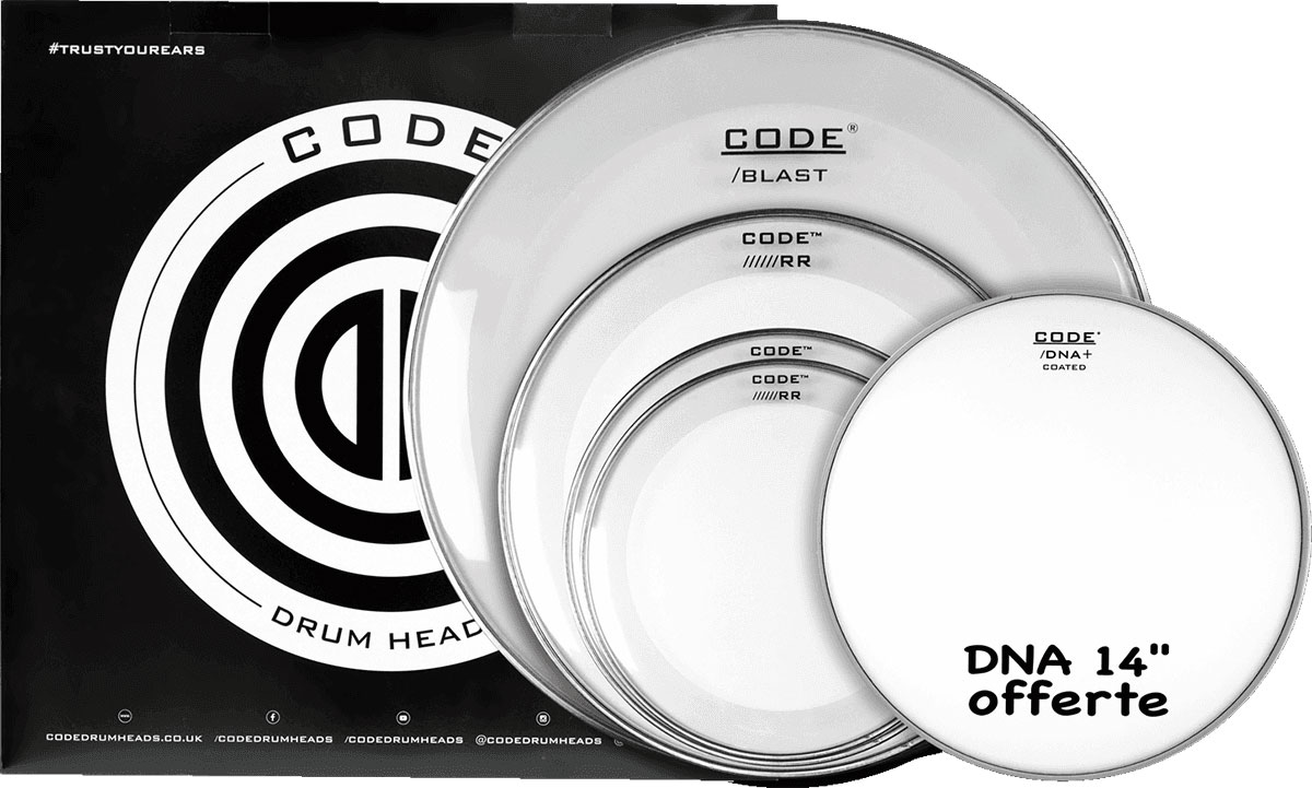 CODE DRUM HEAD TOM FULL PACK RESO RING CLEAR STANDARD 12/13/16/22 + 14