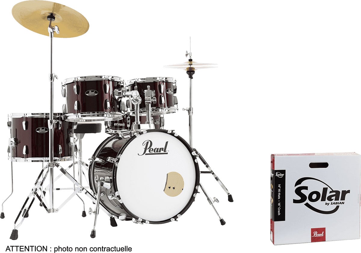 PEARL DRUMS ROADSHOW JAZZ 18 WINE RED + SOLAR CYMBALS