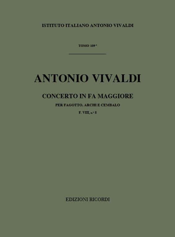 HAL LEONARD VIVALDI A. - CONCERTO IN FA MAGGIORE RV 485 F.VIII N°8 - SCORE