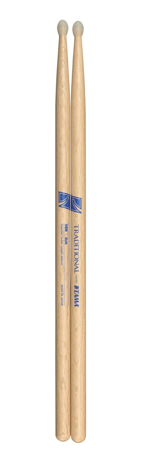 TAMA 5BN - TRADITIONAL SERIES - DRUMSTICK JAPANESE OAK - 15MM - OVAL BEAD NYLON 