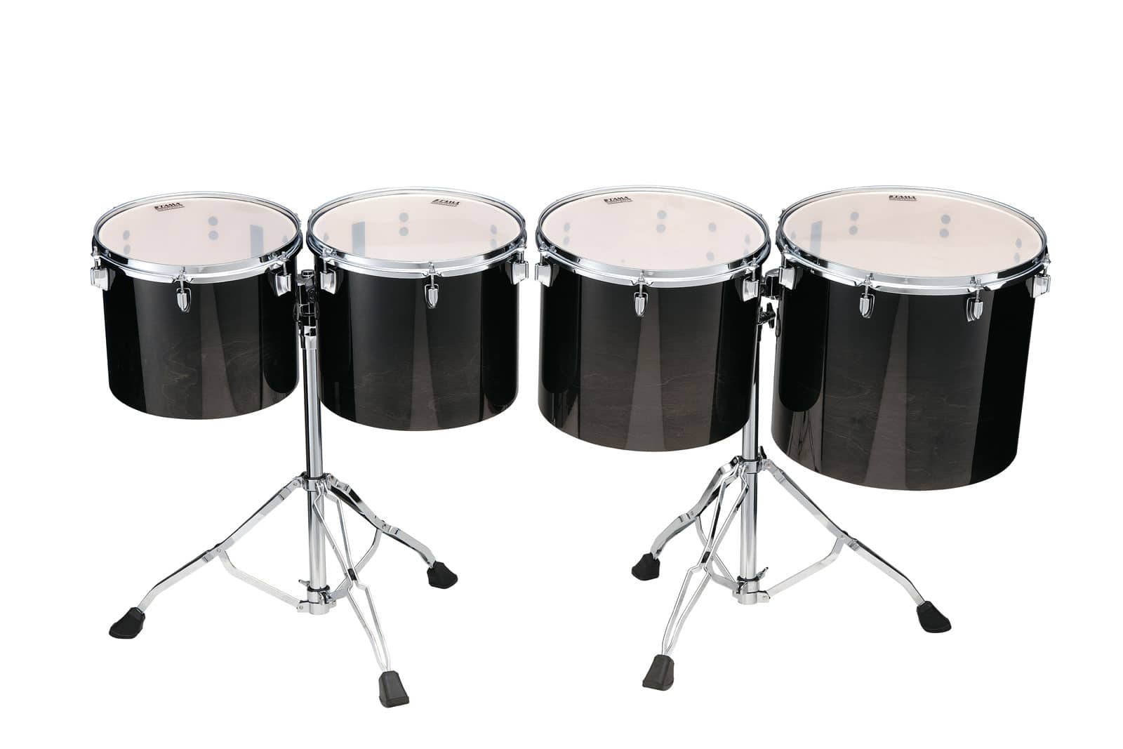 TAMA LOW-PITCHED 4PC SINGLE HEAD CONCERT TOM SET TRANSPARENT BLACK FADE