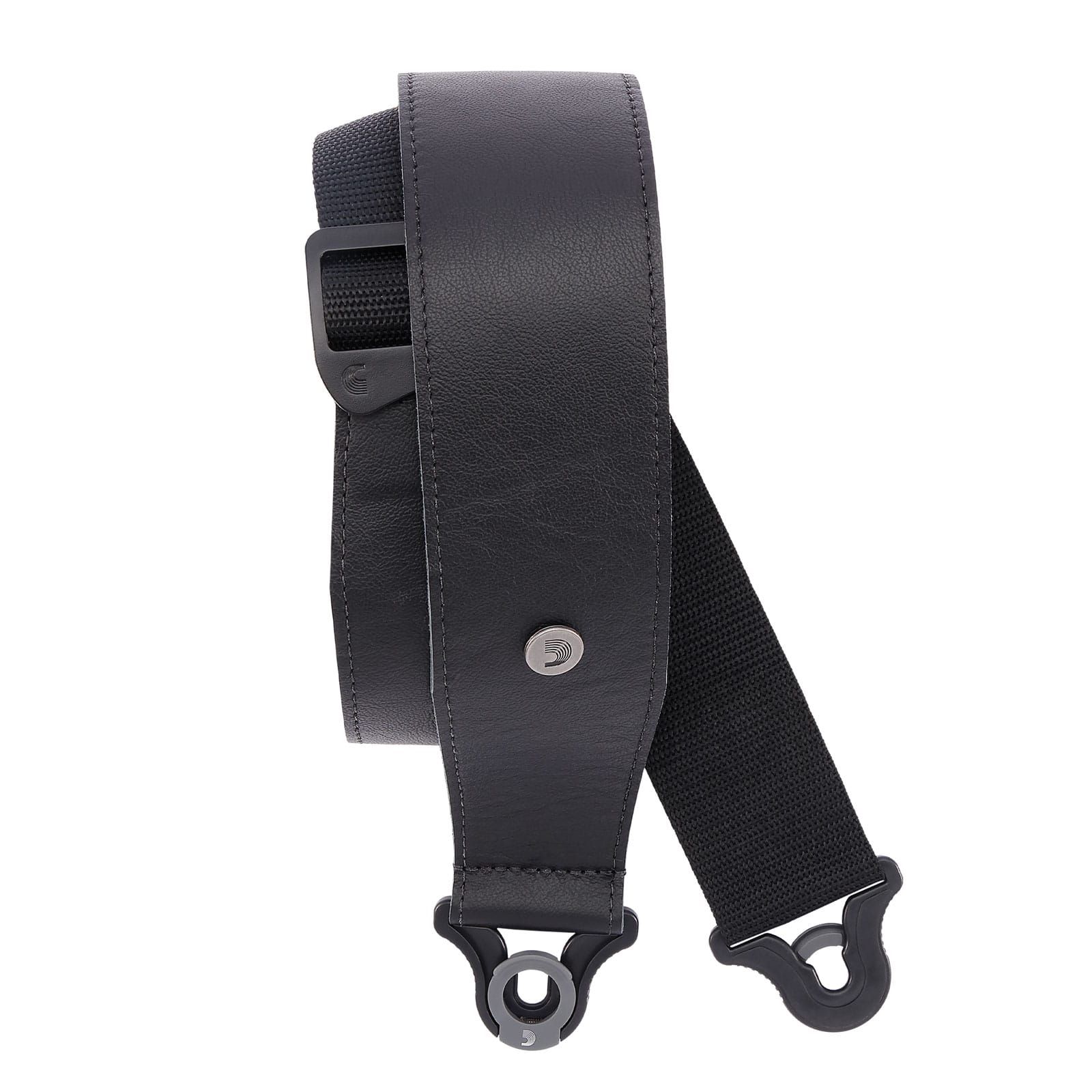 D'ADDARIO AND CO COMFORT LEATHER AUTO LOCK GUITAR STRAP, BLACK