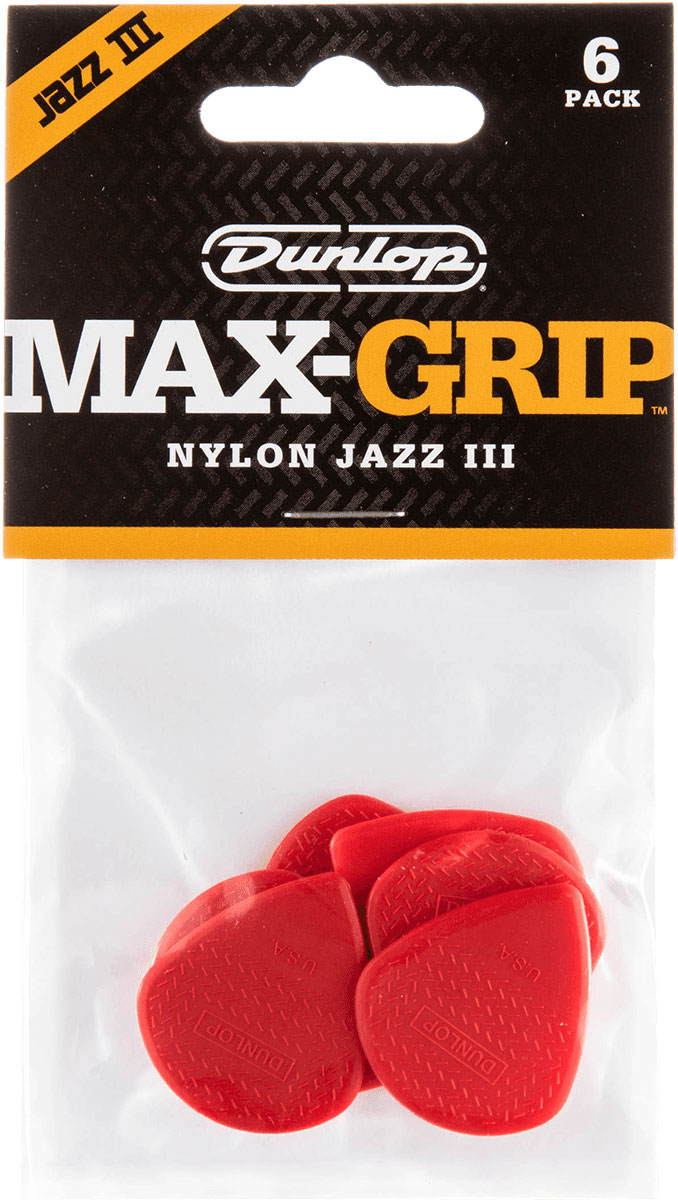 JIM DUNLOP ADU 471P3N - JAZZ III MAX-GRIP PLAYERS PACK NYLON (BY 6)