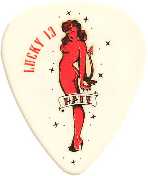 JIM DUNLOP LUCKY 13 SERIES II, BAG OF 36 #8 HATE GIRL, BLACK, 0.60 MM