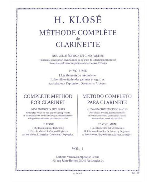 LEDUC KLOSE H. - METHODE COMPLETE DE CLARINETTE VOL.1