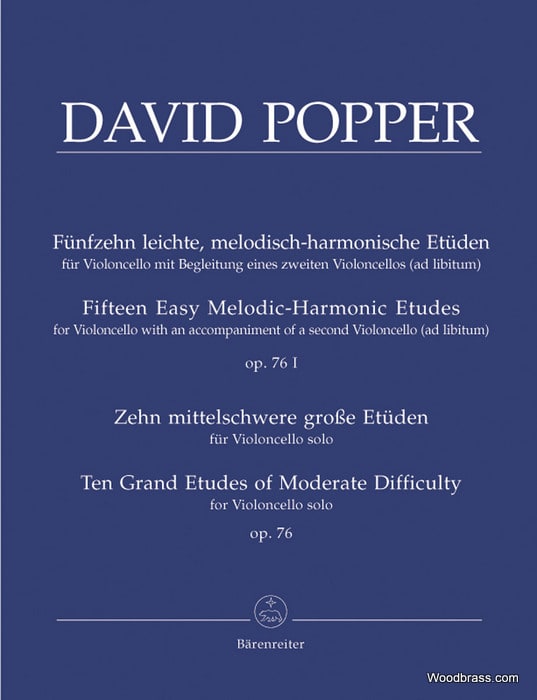 BARENREITER POPPER D. - 15 EASY MELODIC-HARMONIC ETUDES OP.76 - VIOLONCELLE