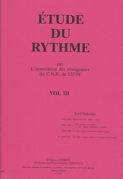 COMBRE CNR DE LYON - ETUDE DU RYTHME VOL III