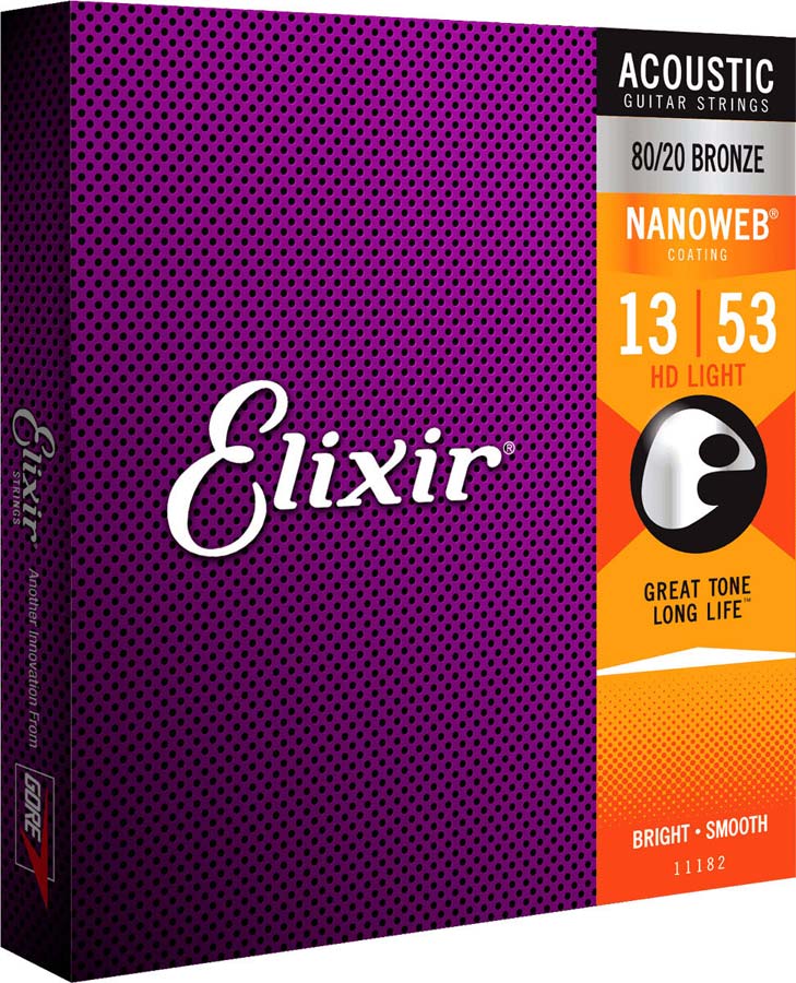 ELIXIR ACOUSTIC STRINGS NANOWEB BRONZE 80/20 HD SET LIGHT !13-17-25-32-32-42-42-53