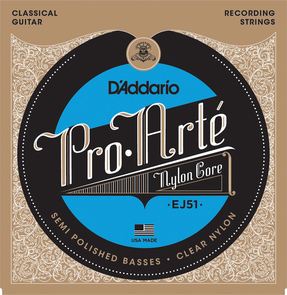 D'ADDARIO AND CO EJ51 PRO-ARTE CLASSICAL GUITAR STRINGS WITH POLISHED BASSES HARD TENSION