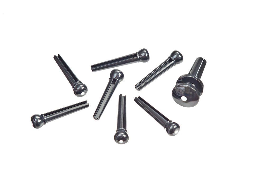 D'ADDARIO AND CO INJECTED MOLDED BRIDGE PINS WITH END PIN SET EBONY WITH IVORY DOT