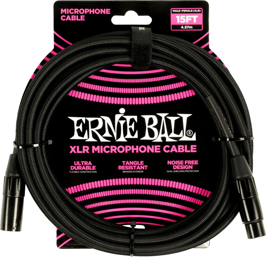 ERNIE BALL MICROPHONE CABLES XLR MALE/XLR FEMALE 4,5M BLACK