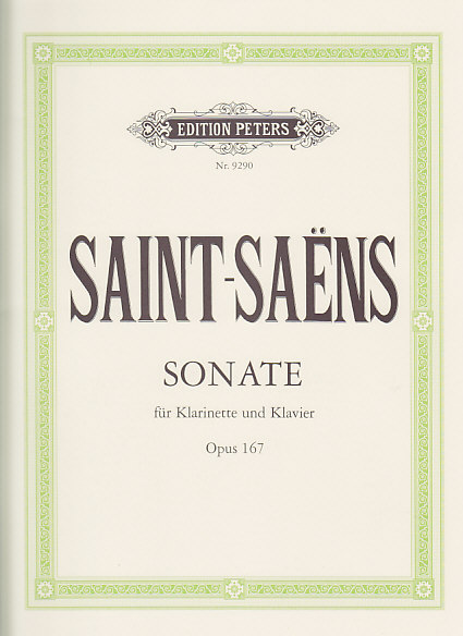 EDITION PETERS SAINT-SAENS - CLARINET SONATA OP. 167 - CLARINETTE ET PIANO