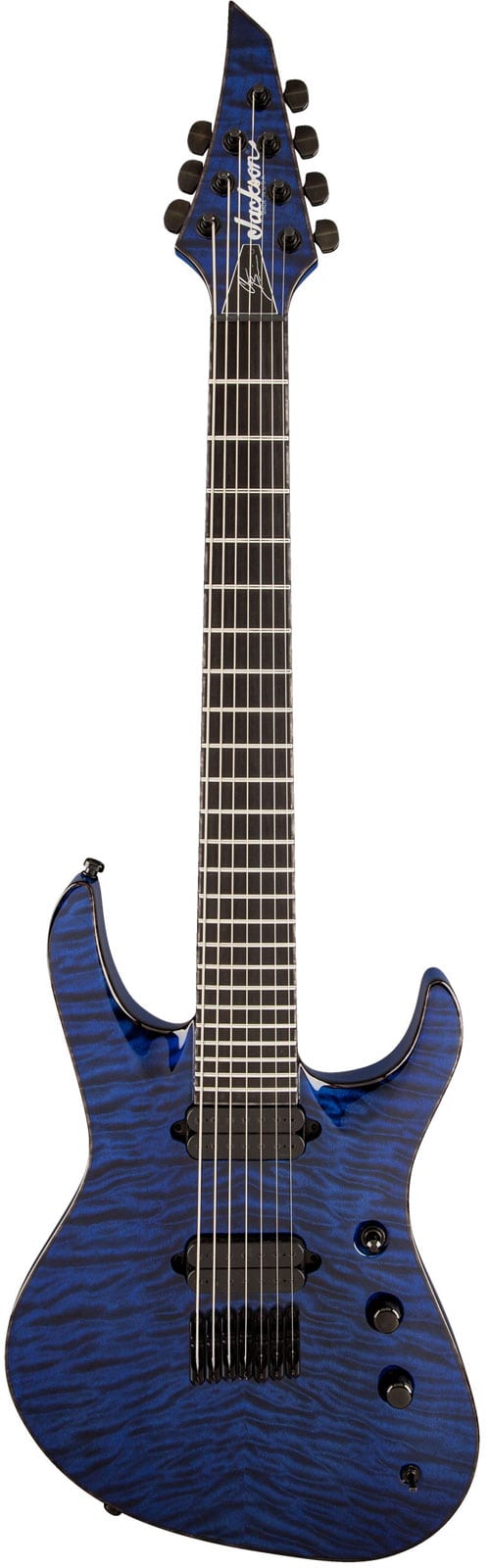 JACKSON GUITARS USA SIGNATURE CHRIS BRODERICK SOLOIST HT7 EBO, TRANSPARENT BLUE