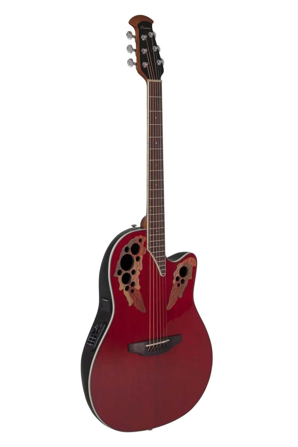 OVATION E-ACOUSTIC GUITAR CELEBRITY ELITE SUPER SHALLOW CUTAWAY RUBY RED