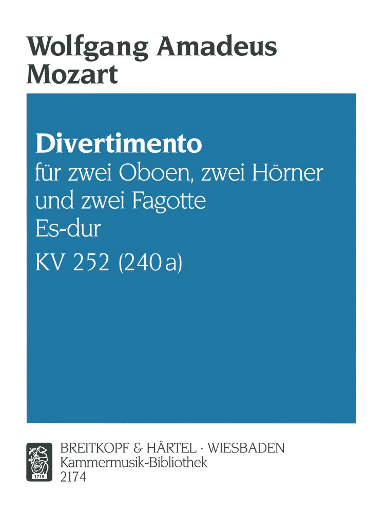 EDITION BREITKOPF MOZART W.A. - DIVERTIMENTO ES-DUR KV 252