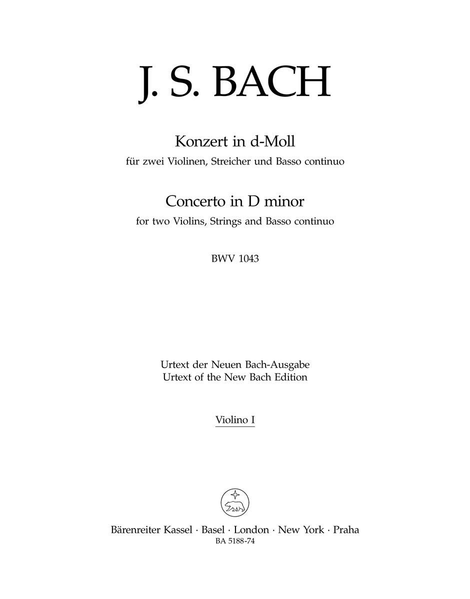 BARENREITER BACH J.S. - CONCERTO EN RE MINEUR BWV 1043 - VIOLON 1