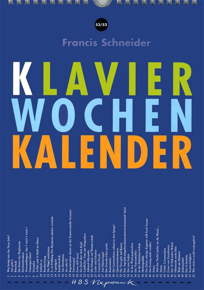 EDITION BREITKOPF SCHNEIDER FRANCIS - KLAVIER-WOCHEN-KALENDER - PIANO
