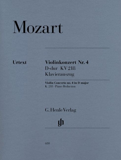 HENLE VERLAG MOZART W.A. - VIOLIN CONCERTO NO. 4 D MAJOR K. 218