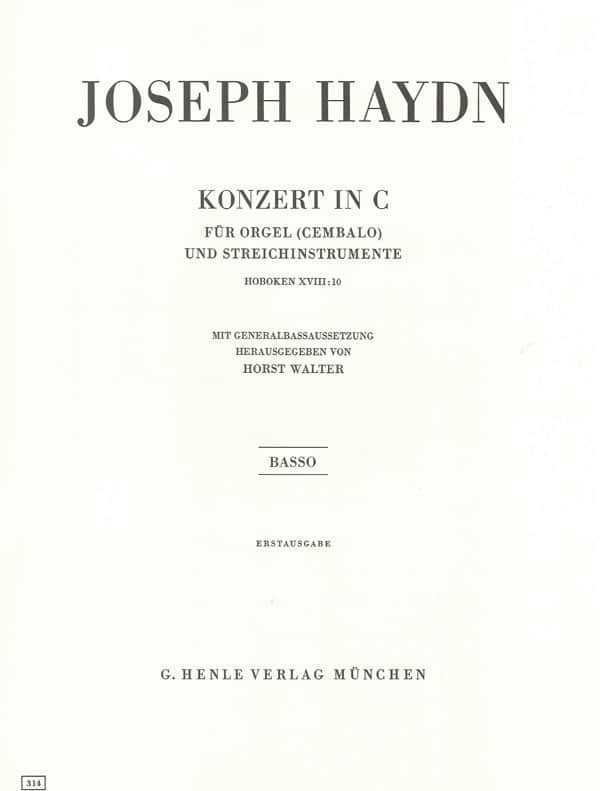 HENLE VERLAG HAYDN J. - CONCERTO FOR ORGAN (HARPSICHORD) WITH STRING INSTRUMENTS C MAJOR HOB. XVIII:10 