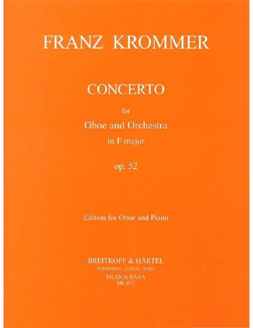 EDITION BREITKOPF KROMMER FRANZ - CONCERTO IN F OP. 52 - OBOE, ORCHESTRA