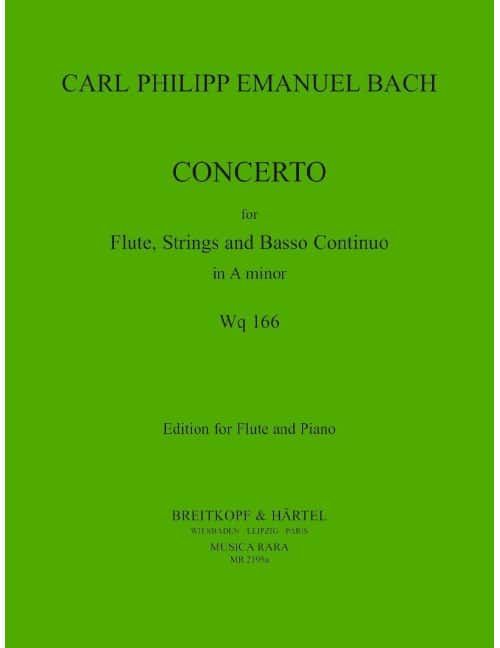 EDITION BREITKOPF BACH CARL PHILIPP EMANUEL - FLOTENKONZERT A-MOLL WQ 166 - FLUTE, PIANO