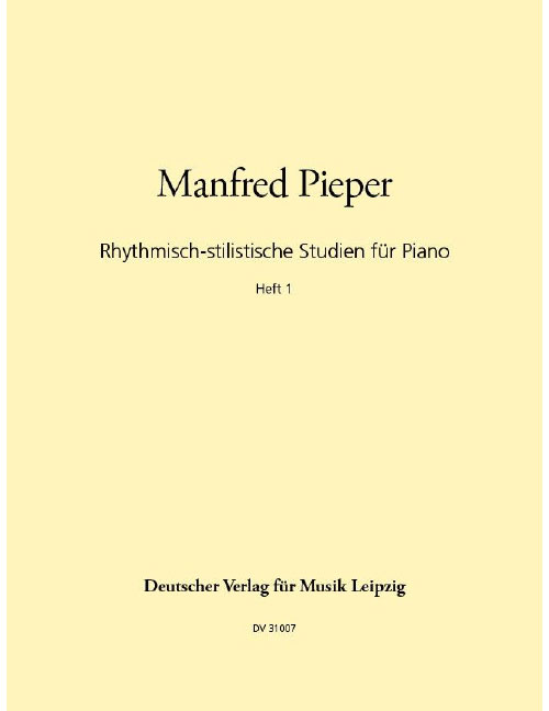 EDITION BREITKOPF PIEPER MANFRED - RHYTHMISCHE STILIST. STUDIEN - PIANO
