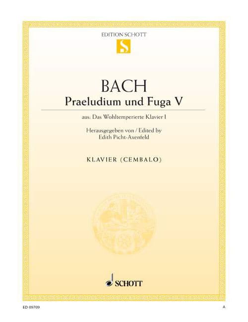 SCHOTT BACH J.S. - PRELUDE V AND FUGUE V D MAJOR BWV 850 - PIANO