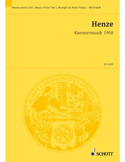 SCHOTT HENZE HANS WERNER - KAMMERMUSIK 1958 - TENOR, GUITAR AND 8 SOLO-INSTRUMENTS