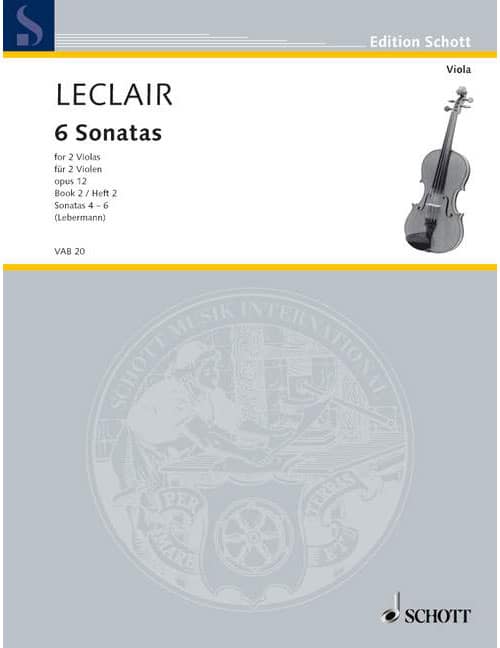 SCHOTT LECLAIR JEAN-MARIE - SIX SONATAS OP. 12 HEFT 2 - 2 VIOLAS