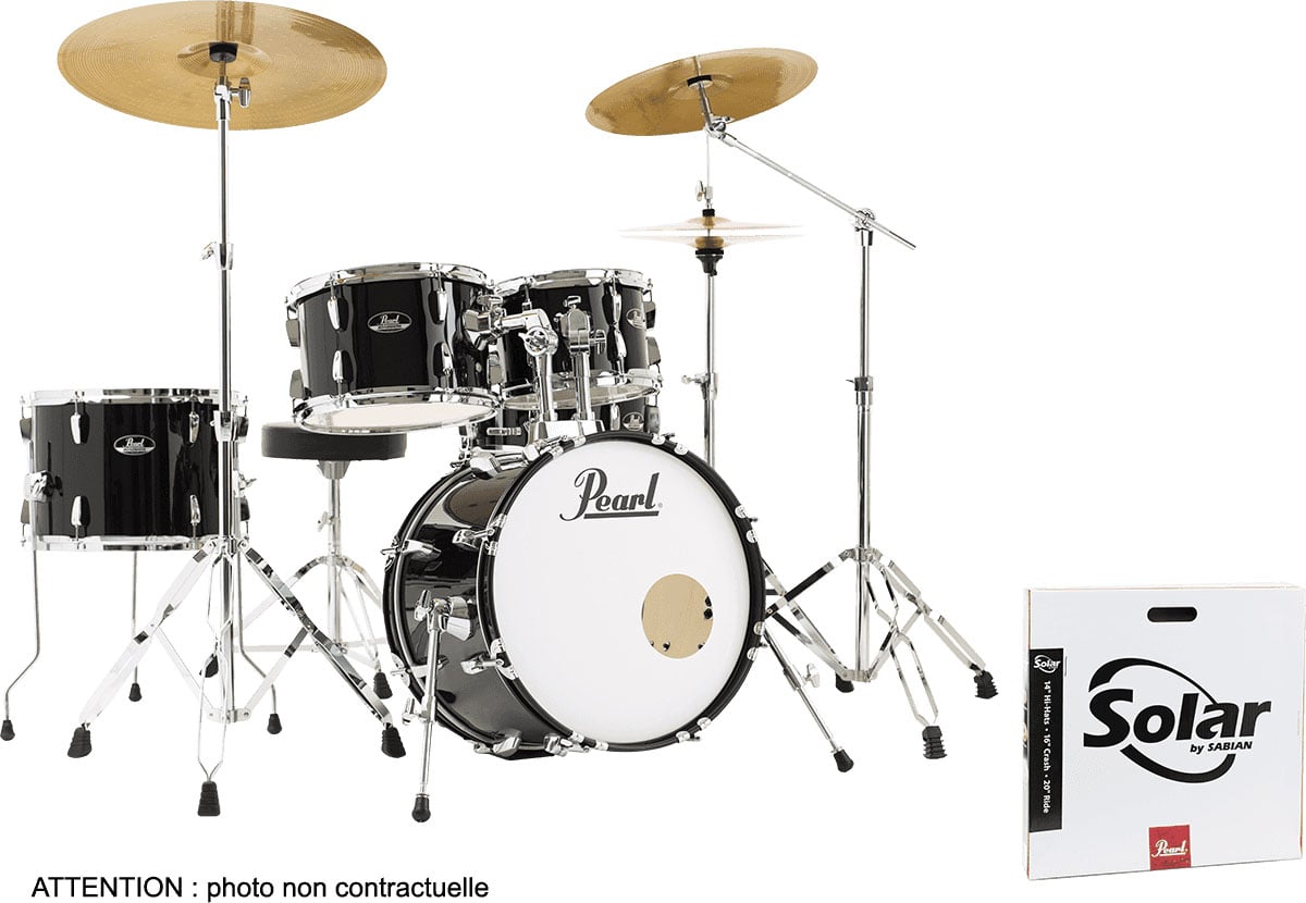 PEARL DRUMS ROADSHOW JAZZ COMPACT 18 + B-50 + RIDE 20 - JET BLACK + SOLAR CYMBAL PACK
