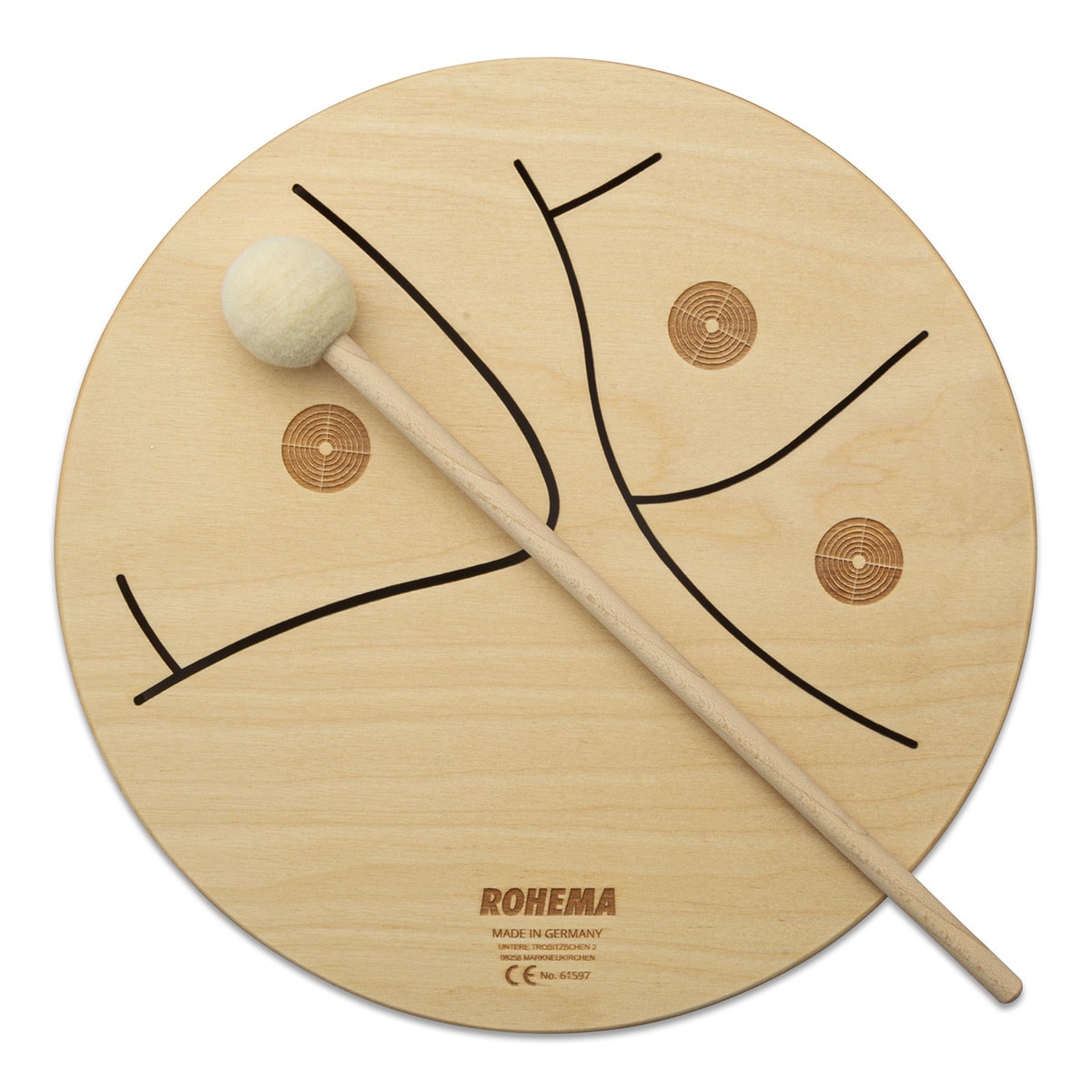 ROHEMA 3-TONE 24CM WOODEN TOM + 1 BEATER - 3+